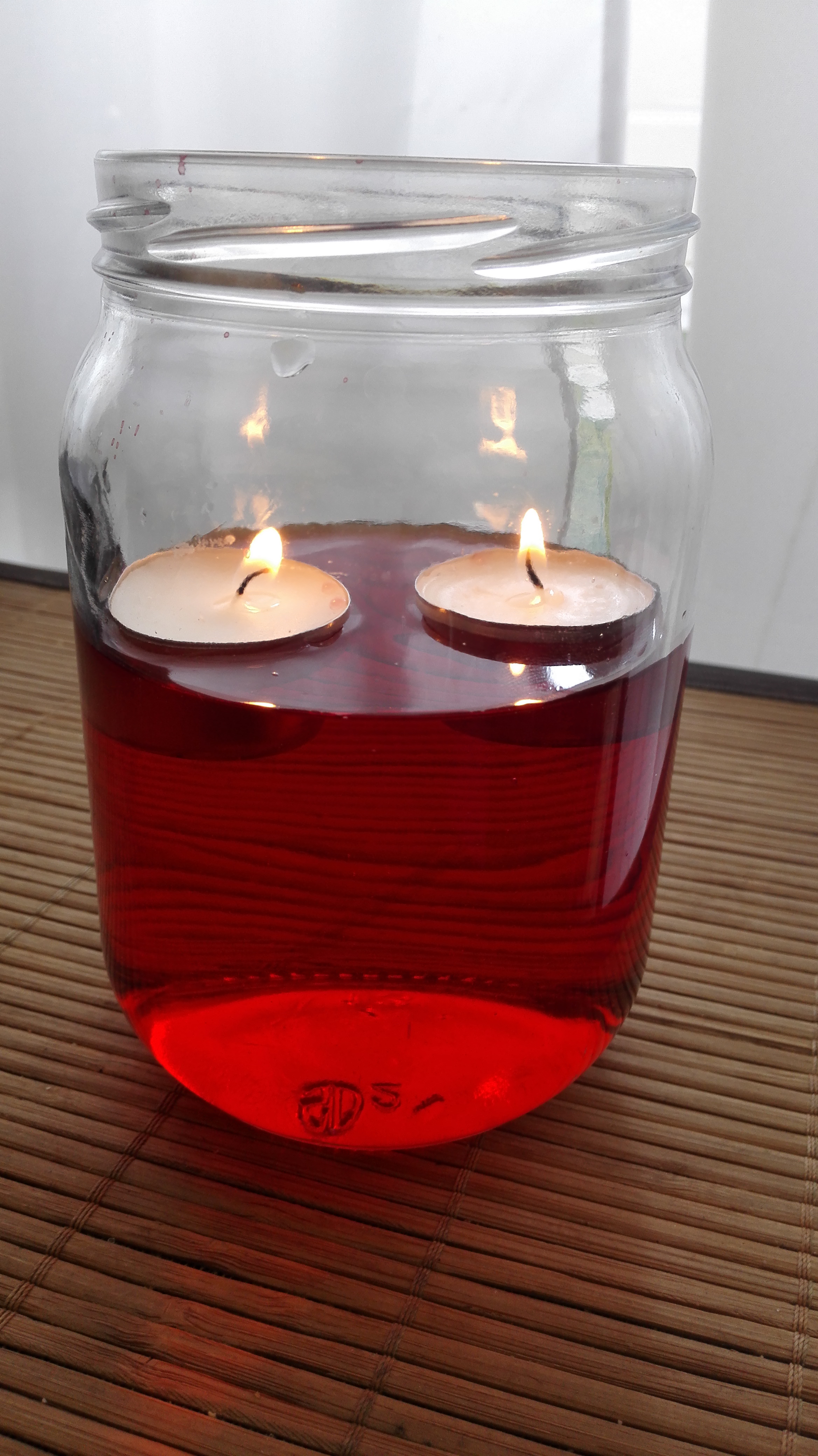 Pot de verre pour bougie flottante - Rouge 
